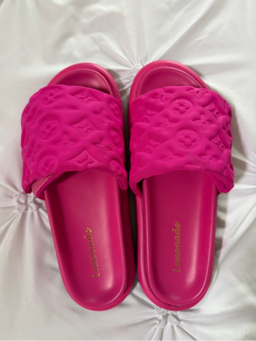Lemonade Quilted Hot Pink Slide Sandals